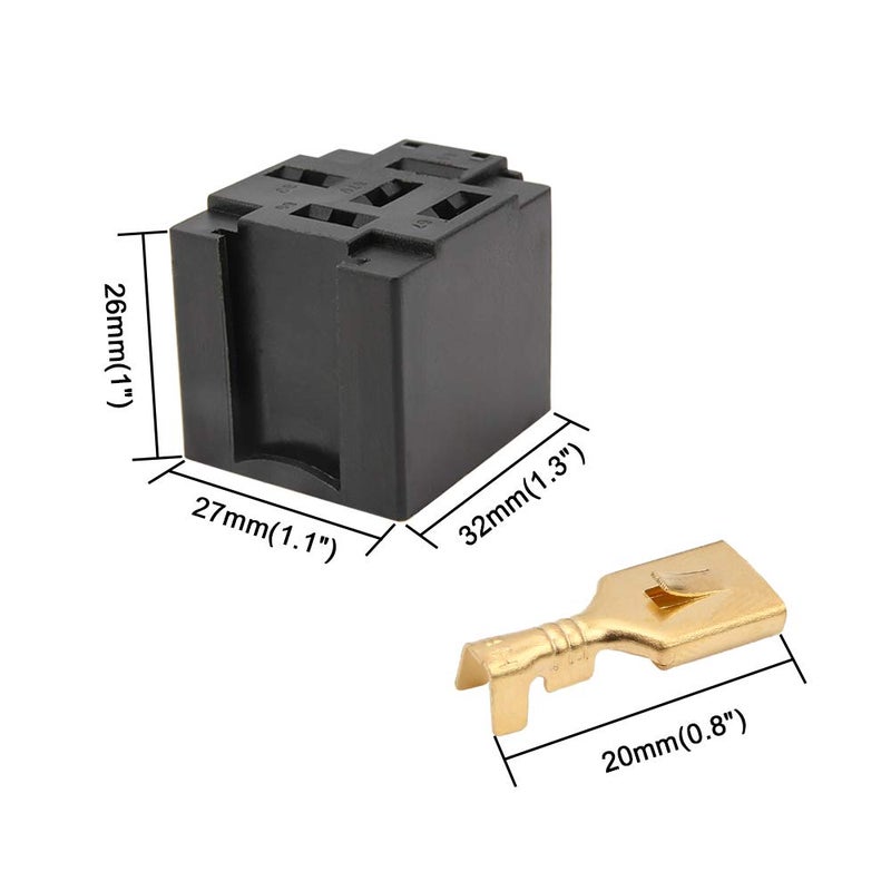 Senzeal 30A 5 Pin Relay Connector Socket with 25 x 6.3mm Terminals Car Truck Vehicle Relay Case Holder,Pack of 5 - Image 3